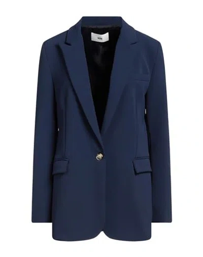 Solotre Woman Blazer Navy Blue Size 4 Polyester, Virgin Wool, Elastane, Viscose In Navy Blue