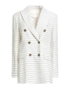 Solotre Woman Blazer White Size 10 Linen, Viscose, Cotton, Polyester In White