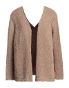 Solotre Woman Cardigan Camel Size Onesize Cotton, Polyamide In Beige