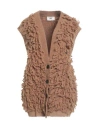 Solotre Woman Cardigan Camel Size Onesize Wool, Alpaca Wool, Polyester, Elastane