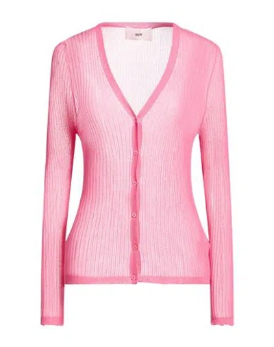 Solotre Woman Cardigan Pink Size 3 Cotton, Polyamide