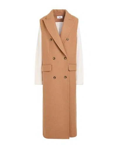 Solotre Woman Coat Camel Size 6 Wool, Virgin Wool, Polyamide, Viscose In Burgundy
