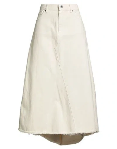 Solotre Woman Denim Skirt Beige Size 10 Cotton In White