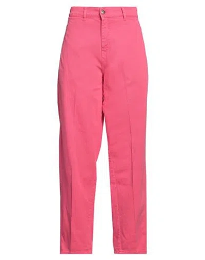 Solotre Woman Jeans Fuchsia Size 10 Cotton In Pink