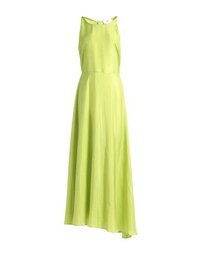 Solotre Woman Maxi Dress Acid Green Size 6 Silk