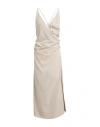 Solotre Woman Maxi Dress Beige Size 8 Polyester, Elastane