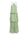 Solotre Woman Maxi Dress Sage Green Size 4 Cotton, Silk In Green
