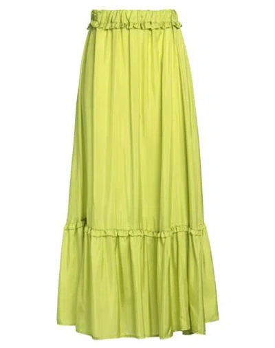 Solotre Woman Maxi Skirt Acid Green Size 6 Silk