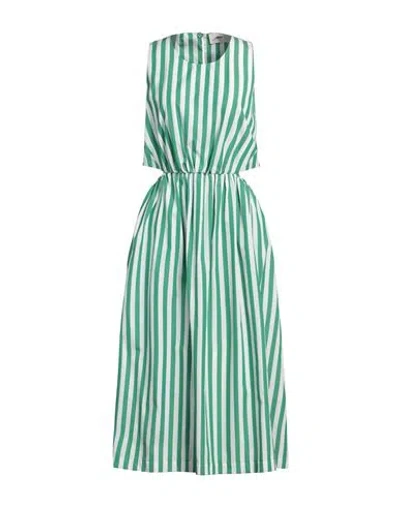 Solotre Woman Midi Dress Green Size 6 Cotton