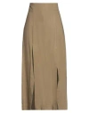 Solotre Woman Midi Skirt Military Green Size 6 Viscose, Linen, Silk In Green