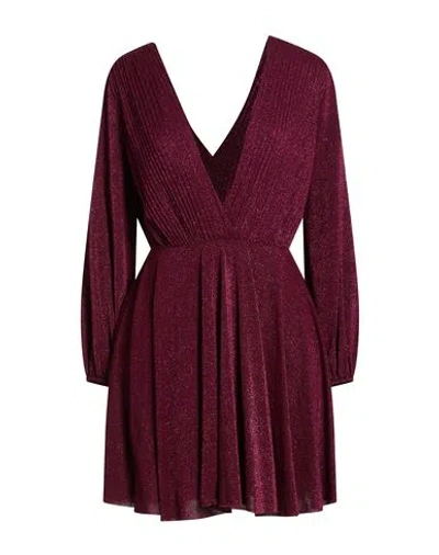 Solotre Woman Mini Dress Burgundy Size 8 Viscose, Polyamide, Polyester, Elastane In Purple