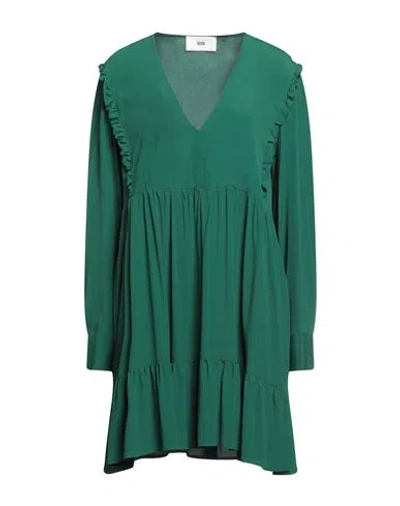 Solotre Woman Mini Dress Green Size 8 Acetate, Silk
