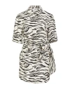 Solotre Woman Mini Dress Off White Size 6 Linen, Cotton In Black