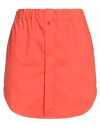 Solotre Woman Mini Skirt Orange Size 8 Cotton