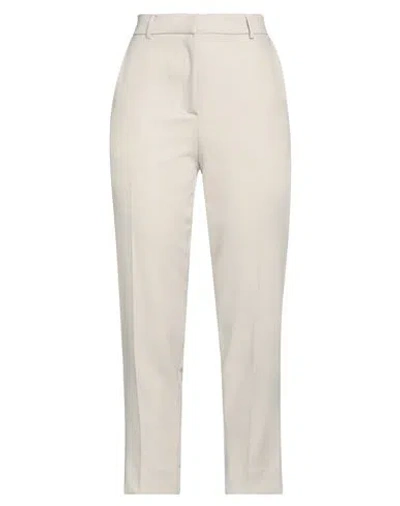 Solotre Woman Pants Beige Size 8 Polyester, Elastane, Acetate, Viscose