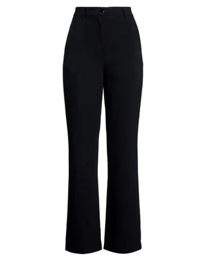 Solotre Woman Pants Black Size 8 Polyester, Acetate, Viscose