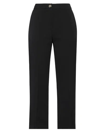 Solotre Woman Pants Black Size 6 Polyester, Elastane, Acetate, Viscose In Black