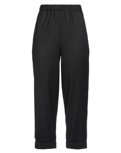 Solotre Woman Pants Black Size 8 Polyester, Viscose, Elastane