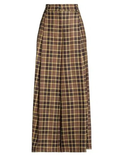 Solotre Woman Pants Brown Size 4 Polyester, Viscose, Elastane