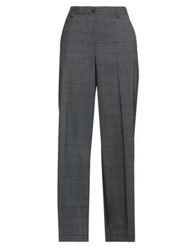 SOLOTRE SOLOTRE WOMAN PANTS CHARCOAL SIZE 6 POLYESTER, VIRGIN WOOL, ELASTANE