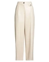 Solotre Woman Pants Cream Size 8 Polyurethane, Viscose In White