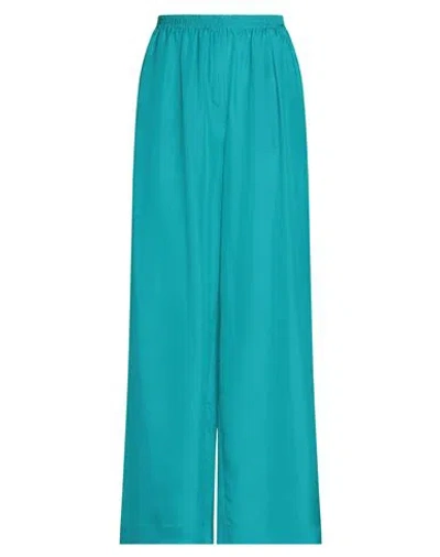 Solotre Woman Pants Deep Teal Size 8 Silk In Green