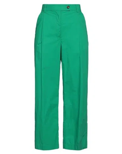 Solotre Woman Pants Green Size 6 Cotton In Multi