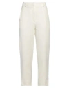 Solotre Woman Pants Ivory Size 6 Polyester, Elastane, Acetate, Viscose In White