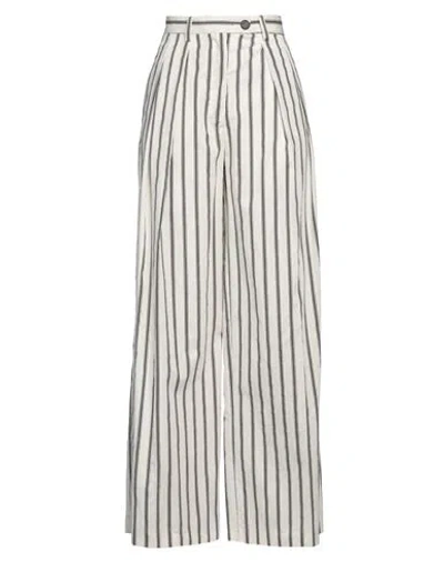 Solotre Woman Pants Ivory Size 8 Cotton, Viscose, Polyamide In White
