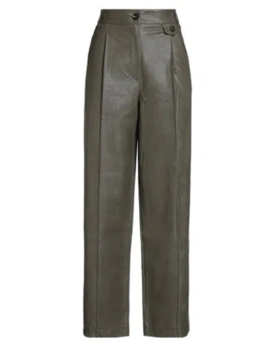 Solotre Woman Pants Khaki Size 8 Polyurethane, Viscose In Gray