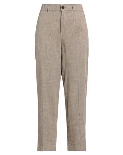 Solotre Woman Pants Light Brown Size 4 Viscose, Linen In Gray