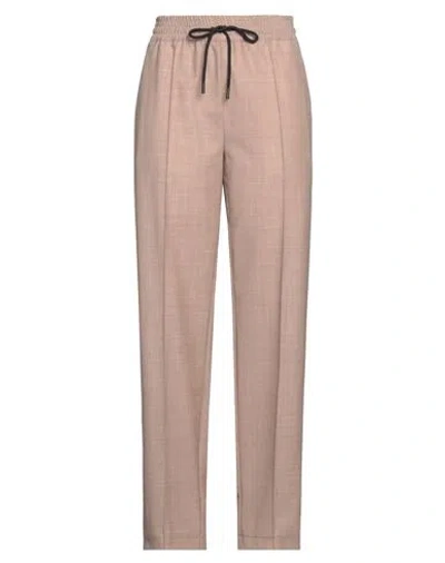 Solotre Woman Pants Light Brown Size 6 Polyester, Virgin Wool, Elastane, Cotton In Beige