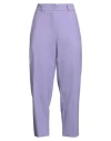 Solotre Woman Pants Lilac Size 4 Polyester, Virgin Wool, Elastane In Purple