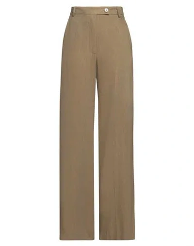 Solotre Woman Pants Military Green Size 6 Viscose, Linen, Acetate In Brown