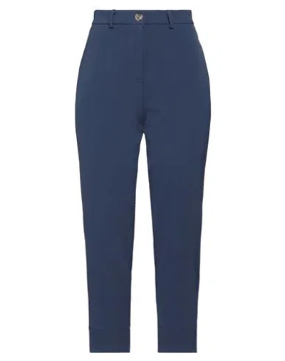 Solotre Woman Pants Navy Size 2 Polyester, Elastane, Viscose In Navy Blue