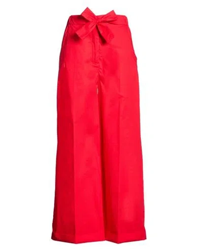 Solotre Woman Pants Red Size 2 Cotton In Multi