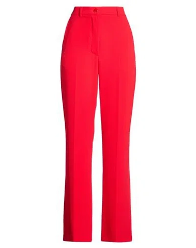Solotre Woman Pants Red Size 2 Polyester, Elastane