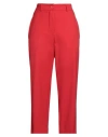 Solotre Woman Pants Red Size 8 Polyester, Wool, Elastane