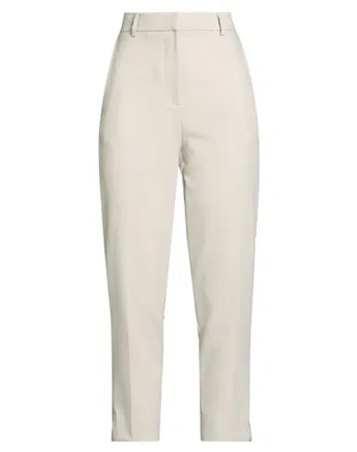 Solotre Woman Pants Sand Size 6 Polyester, Elastane In White