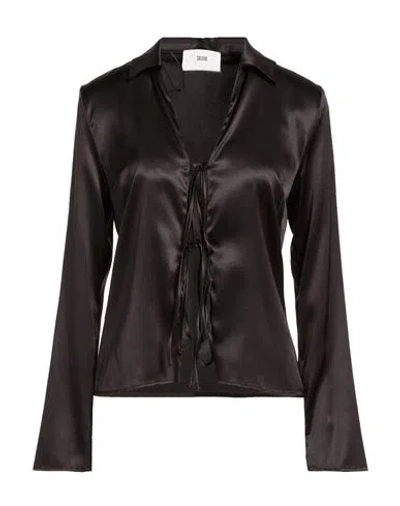 Solotre Woman Shirt Black Size 8 Silk, Elastane