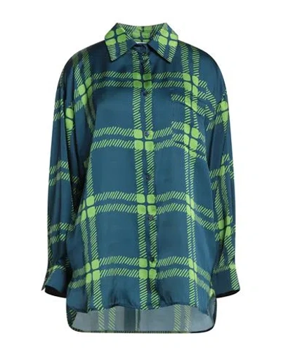 Solotre Woman Shirt Navy Size 4 Polyester In Blue