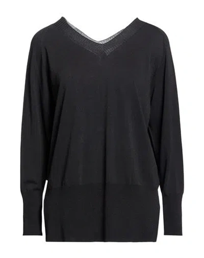 Solotre Woman Sweater Black Size 3 Viscose, Polyamide In Blue
