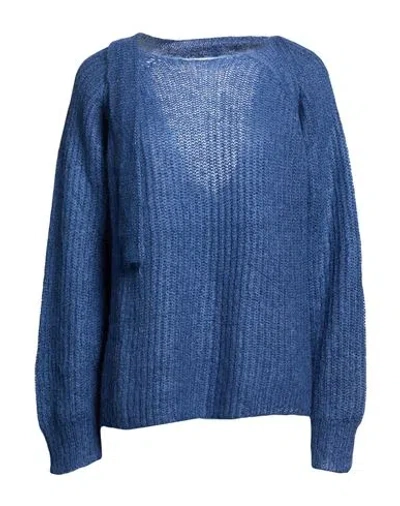 Solotre Woman Sweater Blue Size 1 Mohair Wool, Polyamide, Wool