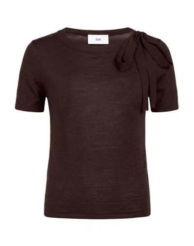 Solotre Woman Sweater Chocolate Brown Size 1 Wool, Silk