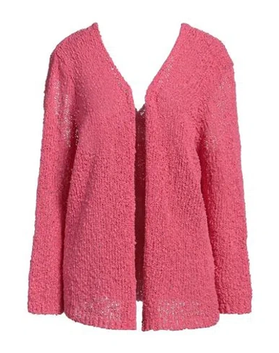 Solotre Woman Cardigan Fuchsia Size Onesize Cotton, Polyamide In Pink