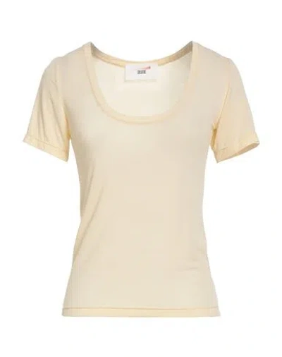 Solotre Woman T-shirt Beige Size 3 Viscose, Polyamide, Cashmere, Elastane In Yellow