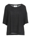 Solotre Woman T-shirt Black Size 1 Linen, Elastane