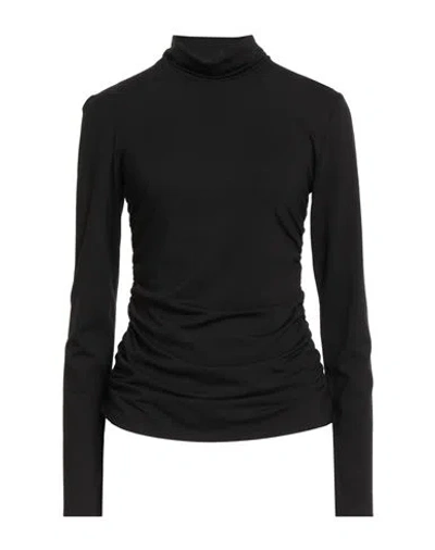 Solotre Woman T-shirt Black Size 8 Rayon, Polyamide, Elastane