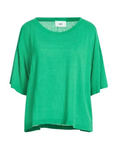 Solotre Woman T-shirt Green Size 3 Linen, Elastane