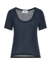 Solotre Woman T-shirt Navy Size 4 Viscose, Polyamide, Cashmere, Elastane In Blue